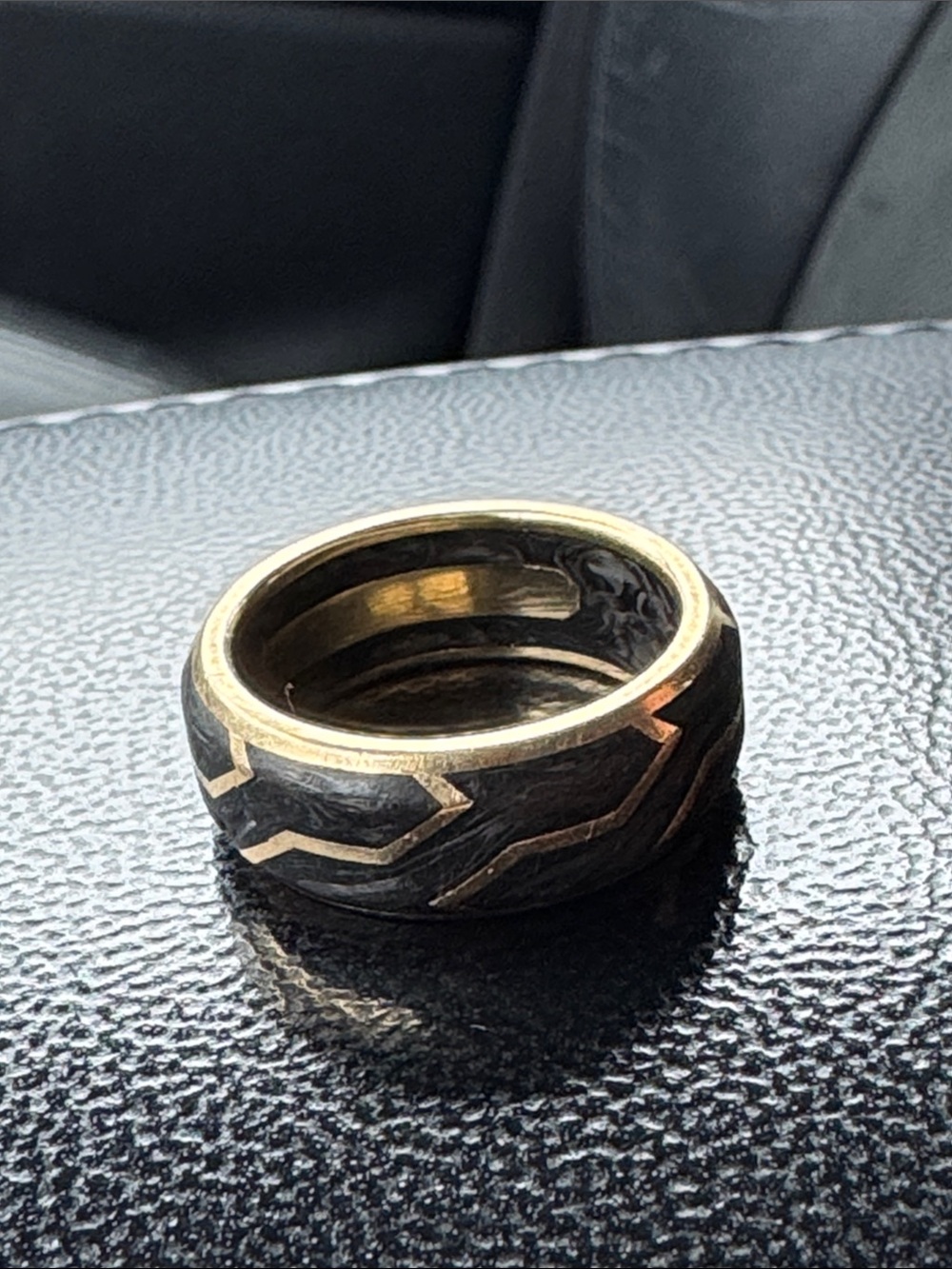 David Yurman Two-Tone Black and Gold Patterned Band